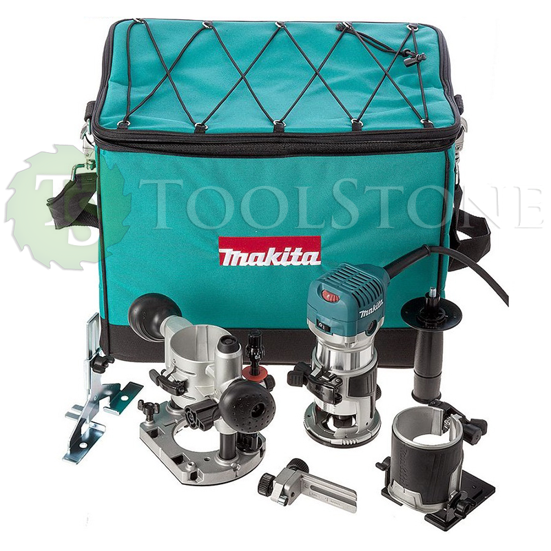 Кромочный фрезер (триммер) Makita RT0700CX2, 710 Вт, 6 и 8мм цанга, 3 насадки, сумка (арт.RT0700CX2)