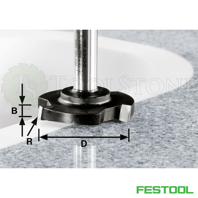 Торцевая дисковая фреза Festool 492701, Ø52мм, H=7.3мм, R=1.5мм, Z3, S12