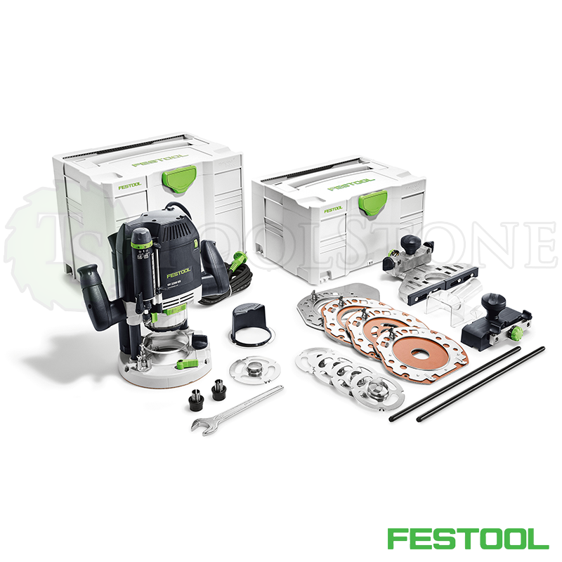 Вертикальный фрезер Festool OF 2200 EB-Set 574392, 2.2 кВт, цанги 8 и 12 мм, доп.систейнер с фрезерной оснасткой, в систейнере